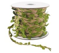 Kueohse de Jute de Jute 5MM avec Feuilles Artificielles de Jute pour Emballage Cadeau Bricolage Jardin de Mariage (32.8FT)