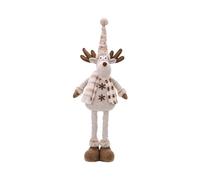 Kueohse Décorations Debout de Noël : Poupée Debout en Peluche de Noël, Figurine Debout en Peluche de Noël avec des Jambes Extensibles, Décoration en Peluche pour Noël - Cerf