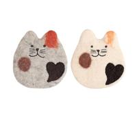 Kueohse Dessous de Verre Faits à la Main pour Bureau et Table - Ensemble de Dessous de Verre en Forme de Chaton Mignon pour Chaudes et Froides