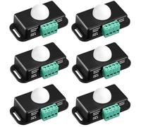 Kueohse Détecteur de Mouvement à LED Infrarouge pour le Corps avec Minuterie, Pack de 6, Interrupteur Capteur PIR 12V 24V pour Bandes LED Flexibles.