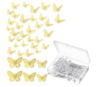 Kueohse Ensemble D'Accessoires pour Bouquet de Fleurs 160 Pièces, 60 Autocollants Papillon Doré 3D, Décoration Murale et 100 Épingles de Corsage en Diamant, Durables, Installation Facile