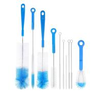 Kueohse Ensemble de 10 Brosses de Nettoyage pour Bouteilles avec Manche Long en Acier Inoxydable, Kit de Brosses de Nettoyage en Profondeur