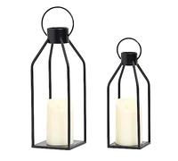 Kueohse Ensemble de 2 Lanternes Décoratives Noires avec LED Scintillantes Décoration D'Intérieur et D'Extérieur