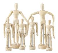 Kueohse Ensemble de 6 Mannequins d'artiste en Bois avec Support, Articulations Flexibles.