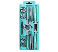 Kueohse Ensemble de Clés Autotaraudeuses à Filetage M3-, Ensemble de Tarauds et Filières Métriques, Outils de Quincaillerie pour Taraudage Manuel, 12 Pièces