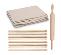 Kueohse Ensemble de Fabrication de Poterie de 12 PC avec Rouleau à Pâtisserie en Bois, 1 Planche de Coin Poterie, Nappe en Lin et 10 Outils de Roulement de Taille Assortiment
