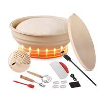 Kueohse Ensemble de Paniers Chauffants pour Pain au Levain, Bol à Pâte Thermostatique Électrique en Silicone, Pain au Levain Banneton 9 Pouces