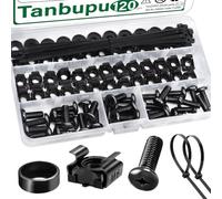 Kueohse Ensemble de Vis, Écrous et Rondelles M6 (120 Pièces) Kit D'Assortiment de Serre-Câbles Auto-Bloquants pour Étagère de Serveur, Armoire, sur Rack.