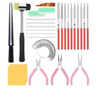 Kueohse Ensemble D'Outils de Bijoutier 27 Pièces, Outil de Mesure de la Taille des Bagues pour Fixer Les Bagues Pliées, Rendre la Bague Pliée à Nouveau Ronde, Formation de Bague