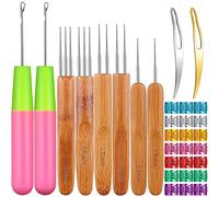 Kueohse Ensemble D'Outils de Verrouillage D'Aiguille de Crochet de Tresses 31Pc, Outils de Verrouillage de Cheveux PliéS D'Aiguilles de Dreadlocks avec l'anneau de Cheveux de Dreadlocks