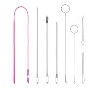 Kueohse Ensemble D'Outils D'Enfilage de Cordon de Serrage, Crochets Retourneurs de Boucle de Couture en Acier Inoxydable avec Loquet, Enfileur de Cordon Flexible