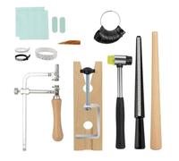 Kueohse Ensemble D'Outils pour la Fabrication de Bagues : en Plastique, Marteau en Caoutchouc, Scie, Chiffon de Polissage, Bâton en Bois. Outils de Fabrication de Bagues.