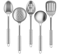 Kueohse Ensemble D'Ustensiles de Cuisine, Pelle en Acier Inoxydable, Cuillère à Soupe, Spatule, Ustensiles de Table, Outils de Cuisine 5 Pièces