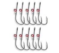 Kueohse Équipement de Pêche 10pcs Ensemble de Crochets de Crevettes Vivants, Leurres de Pêche en Eau/Eau Salée, Idéal pour Le Poisson-Chat, Groutiers Basse, Truite 4/0#