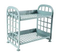 Kueohse Étagères de rangement, petites étagères de rangement en plastique, étagère à 2 niveaux, étagère de cuisine, organisateur de salle de bain (bleu nordique)