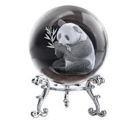 Kueohse Figurine Boule Décorative en Cristal Étoilé Gravé au 3D, Sphère de Verre de 60 Mm, Presse-Papier avec Support, Décoration Artistique, Artisanat et Facile à Utiliser
