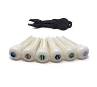 Kueohse Goupilles de Pont de Guitare Acoustique de MatéRiel D'Os de BéTail de Guitare avec le Point de Coquille de Perle pour des Accessoires de Guitare Folk Acoustique