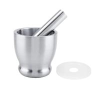 Kueohse Grand Mortier et Pilon en Acier Inoxydable, Broyeur à Épices avec Couvercle de Protection pour la Cuisine ou Le Broyage des Herbes