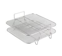Kueohse Grille de cuisson à 2 couches pour friteuse à air chaud, grille empilable pour friteuse à air chaud, pour friteuse à air de 4,2 à 5,8 QT, four de cuisine, cuiseur vapeur