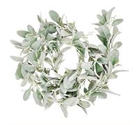Kueohse Guirlande de boucles d'oreilles en agneau floquées - 2 mètres - Vert vin et feuilles douces - Pour décoration de cheminée de ferme