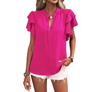 Kueohse Hauts D'Été pour Femmes Rose Rouge XXL