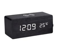 Kueohse Horloge de Bureau Multifonctionnelle avec Chargement sans, Affichage de L'Heure, de la Date et de la Température pour Le Bureau