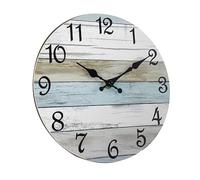 Kueohse Horloge de Salle de Bain Horloges Murales Rustiques à Piles, Silencieuses sans Tic- en Bois Côtier-Chaque Horloge Décor à