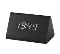 Kueohse Horloge en Bois Multifonction LED Réveil Électronique en Bois Horloge à Commande Vocale Horloge Numérique Silencieuse en Bois,D