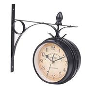 Kueohse Horloge Murale Double Face de Style Européen Horloges Classiques Créatives Monochrome