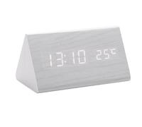 Kueohse Horloge Numérique en Bois avec Contrôle du Son, Réveil LED avec Température, Horloge de Bureau USB, Fonction Snooze
