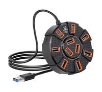 Kueohse Hub USB 10 Ports, Multiport Hub USB 3.0, Répartiteur USB, Adaptateur Extenseur pour Ordinateur Portable, Bureau, PC, Voiture, Console de