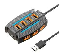 Kueohse Hub USB 2.0, Répartiteur avec Rétroéclairage RGB, 10 Ports, Adaptateur de Transfert de Données USB 2.0 Alimenté, Expanseur de Port USB 10-en-1 pour PC et Ordinateur Portable.