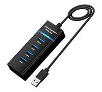 Kueohse Hub USB 3.0 avec Câble D'Extension de 60 Cm, Répartiteur Ultra-Mince à 4 Ports pour Ordinateur de Bureau PC et Ordinateur Portable.