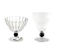 Kueohse Ins Rayé Verre Tasse Ondulation Latte Tasse à Café Glace Tasse Yaourt Gobelet Boisson Jus Pudding Dessert Tasse Snack Bol