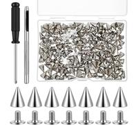 Kueohse Kit de 200 Piquets D'Arbre en Métal, Pointes Coniques, Clous Punk, Clous à Vis pour Décoration de Maroquinerie DIY