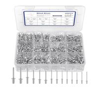Kueohse Kit de Pièces D'Assortiment de Rivets de 14 Tailles, 600 Rivets en Aluminium (3/32 Pouces, 1/8 Pouces, 5/32 Pouces, 3/16 Pouces), Rivets Aveugles Assortis