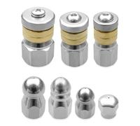 Kueohse Kit de Têtes de Jet, Kit de Jet D'Égout pour Nettoyeur, Embouts de Buse de Nettoyage de Drain à Bouton Rotatif pour Tuyau de Vidange