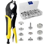 Kueohse Kit D'Outils à Pression Robuste avec 25 Ensembles de Pressions Inclus, Pinces à Poser pour Couvertures de Bateau, Toile, Bâches et Projets de Bricolage.