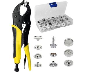 Kueohse Kit D'Outils à Pression Robuste avec 25 Ensembles de Pressions Inclus, Pinces à Poser pour Couvertures de Bateau, Toile, Bâches et Projets de Bricolage.