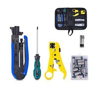 Kueohse Kit D'Outils de Compression Coaxiale Pince à Sertir Coaxiale et Outil de Sertissage Rg6 avec 20 Connecteurs à Compression F