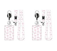 Kueohse Lanière avec Motif de Nœud Papillon et Support pour Badge avec Clip Rétractable, pour Badges D'Identité de Femmes