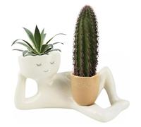 Kueohse Lazy Guy Pot de fleurs en résine pour plantes succulentes couchées en résine Motif personnage paresseux