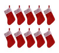 Kueohse Lot de 10 chaussettes de Noël en feutre rouge - Chaussettes de Noël - Pour ou la cheminée - Sac de rangement pour les vacances