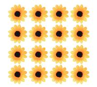 Kueohse Lot de 100 petites fleurs de tournesol artificiel Gerbera pour mariage et fête (jaune et café)