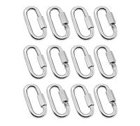 Kueohse Lot de 12 Maillons Rapides 5/32 Pouces Mousqueton Robuste en Forme de D Maillons de Chaîne Argent 304 en Acier Inoxydable pour le Camping Randonnée Équipement de Plein Air Verrouillage