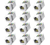 Kueohse Lot de 12 Modules Ethernet Jack Cat6 RJ45, Coupleur sans Outil vers pour Panneau Gigabit (pour Panneaux de Brassage)