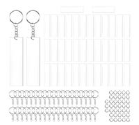 Kueohse Lot de 120 porte-clés rectangulaires en acrylique transparent