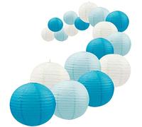 Kueohse Lot de 18 lanternes en papier bleu, réutilisables, suspendues décoratives, japonaises en papier chinois, simples