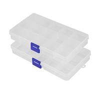Kueohse Lot de 2 boîtes de rangement en plastique transparent pour , boucles d'oreilles, perles de bricolage (15 grilles)