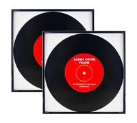 Kueohse Lot de 2 Cadres Noirs pour Disques Vinyle LP 30 X 30 cm (12" X 12"), Finition Piano, Moulure et Crochet Inclus.